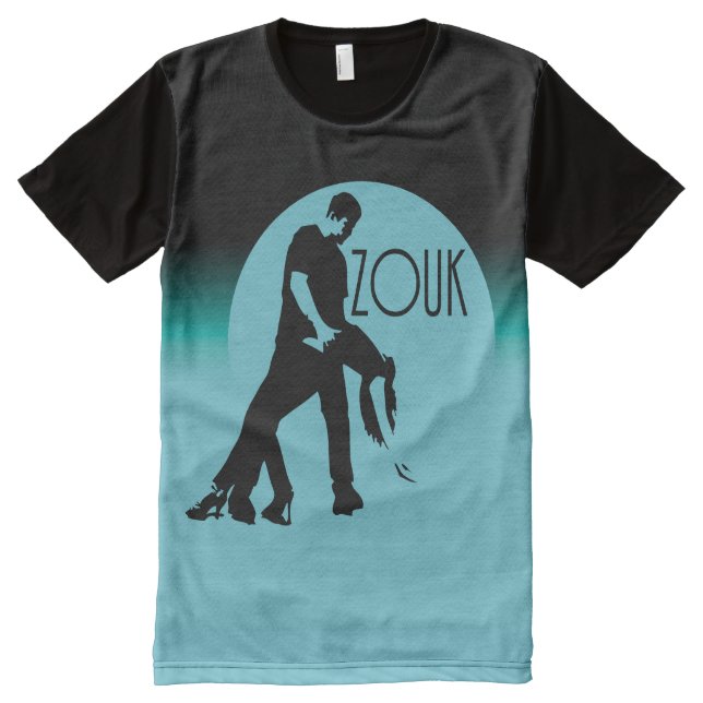 T-shirt Tout Imprimé dansons zouk - lune bleue (Devant)