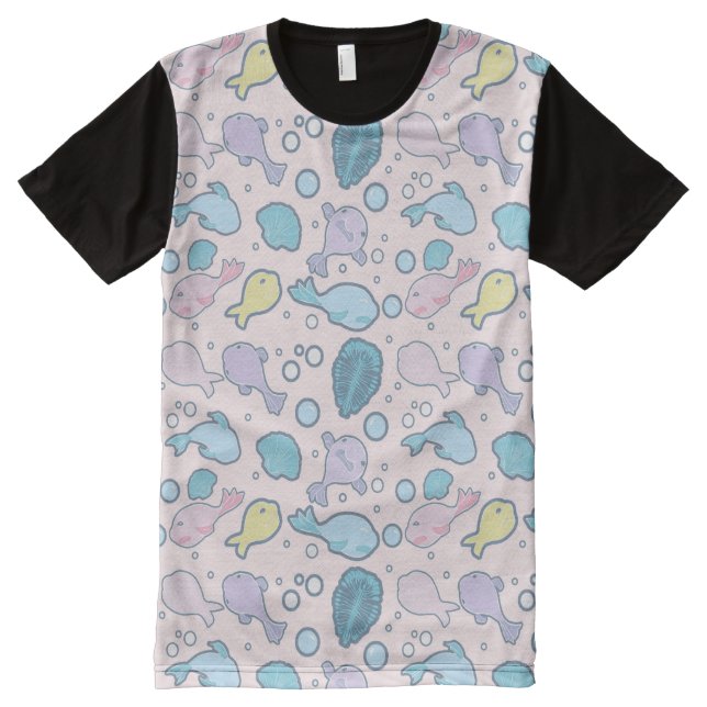 T-shirt Tout Imprimé Poissons de goutte (Devant)