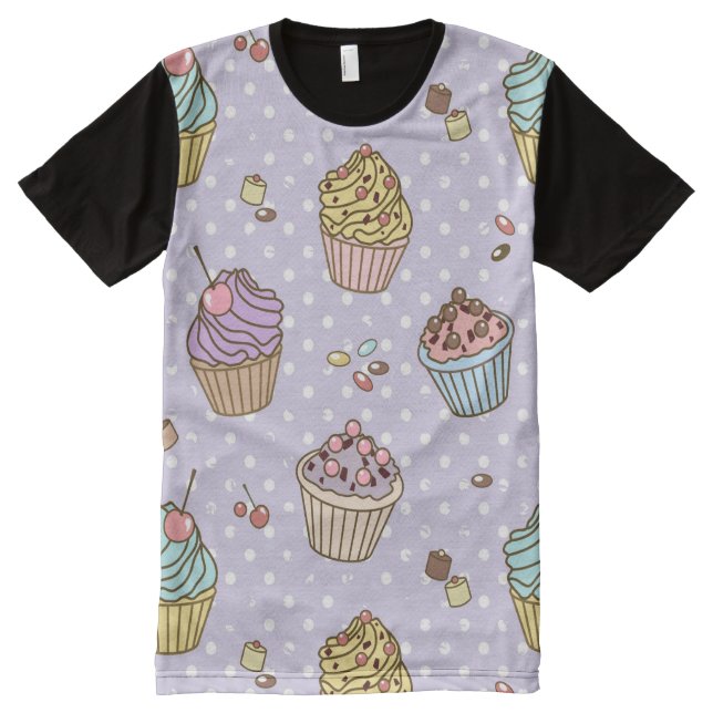 T-shirt Tout Imprimé Rétro motif de bonbons (Devant)