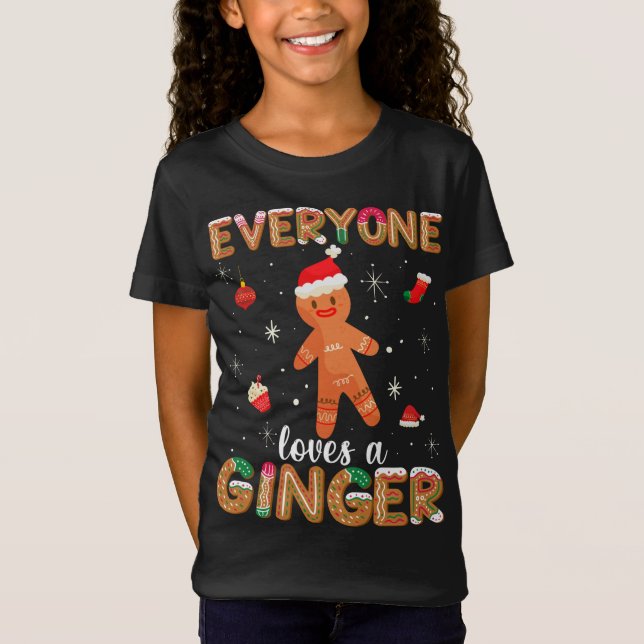 T-Shirt Tout Le Monde Aime Ginger Cute Gingerbread Cookie  (Devant)