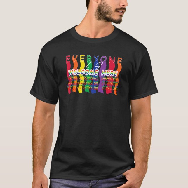 T-shirt Tout Le Monde Est Bienvenue Ici Lgbt Gay pride Sup (Devant)