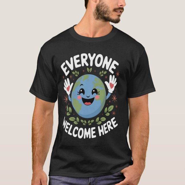 T-shirt Tout le monde est le bienvenu ici Jour des terres (Devant)