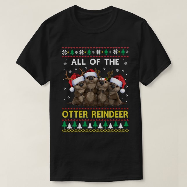 T-shirt Tout Le Rindeer De Loutres Drôle D'Autres Tâches D (Design devant)