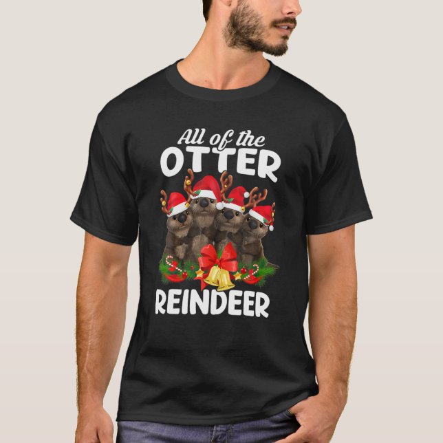 T-shirt Tout Otter Reindeer Noël Famille Pyjamas Mat (Devant)