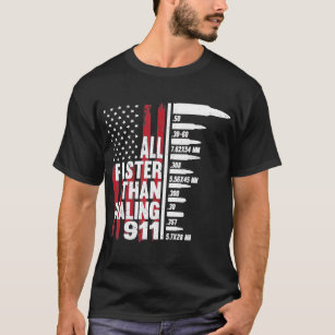 T-shirt Tout Plus Rapide Que Composer 911 American Flag Gu