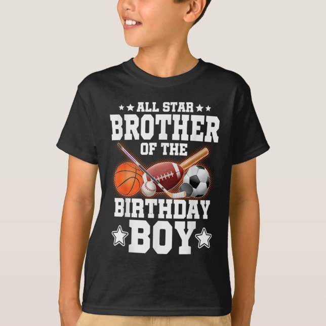 T-shirt Tout Star Brother Du Basketball De Garçon Annivers (Devant)
