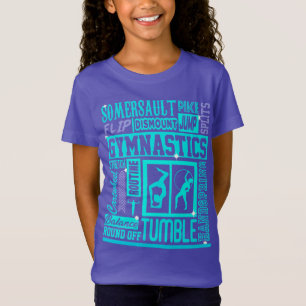 T-Shirt Tout sur Gymnastique Typographie en Turquoise