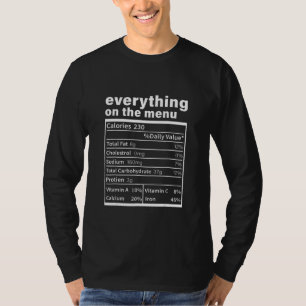 T-shirt Tout Sur Le Menu Information Nutritionnelle Thanks