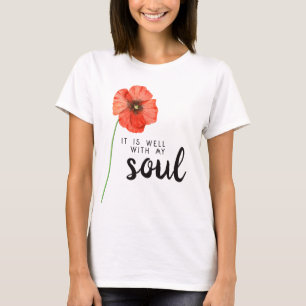 T-shirt Tout Va Bien Dans Mon Âme Rouge Coquelicot Thème C