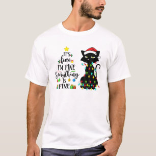T-shirt Tout va bien tout va bien drôle Chat Noir Christ
