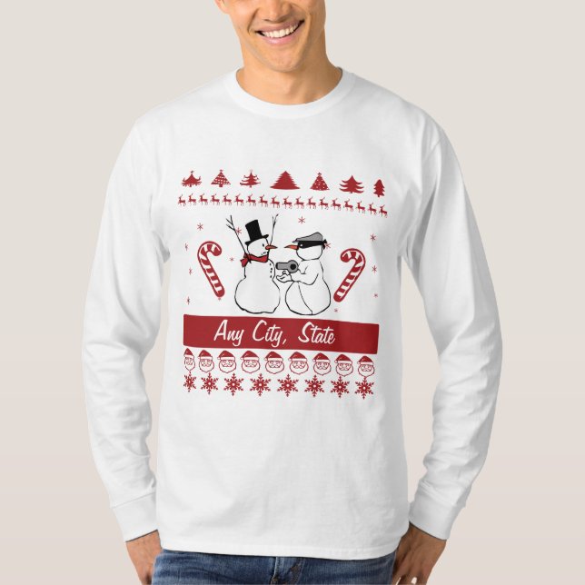 T-shirt Tout vol laid de bonhomme de neige de chandail de (Devant)