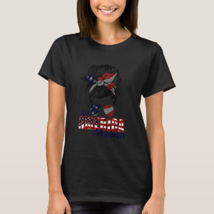 T-shirt Toute American Mama Messy Bun 4 juillet Maman Mère