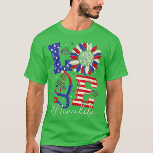 T-shirt Toute l'American Nurse Scrub Memorial Day 4 juille