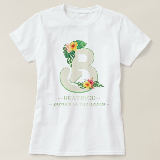 T-shirt Toute Lettre Monogramme Fleurs tropicales Feuilles (Design devant)