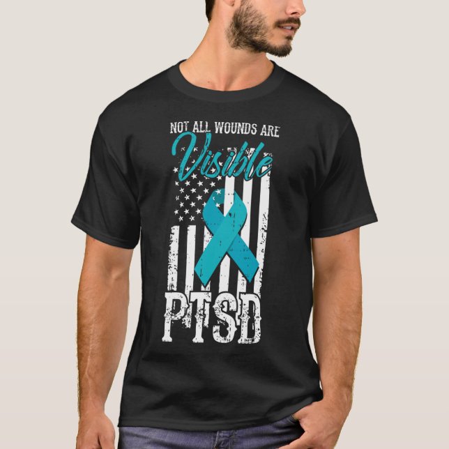T-shirt Toutes les blessures Visible Turquoise Ruban Drape (Devant)