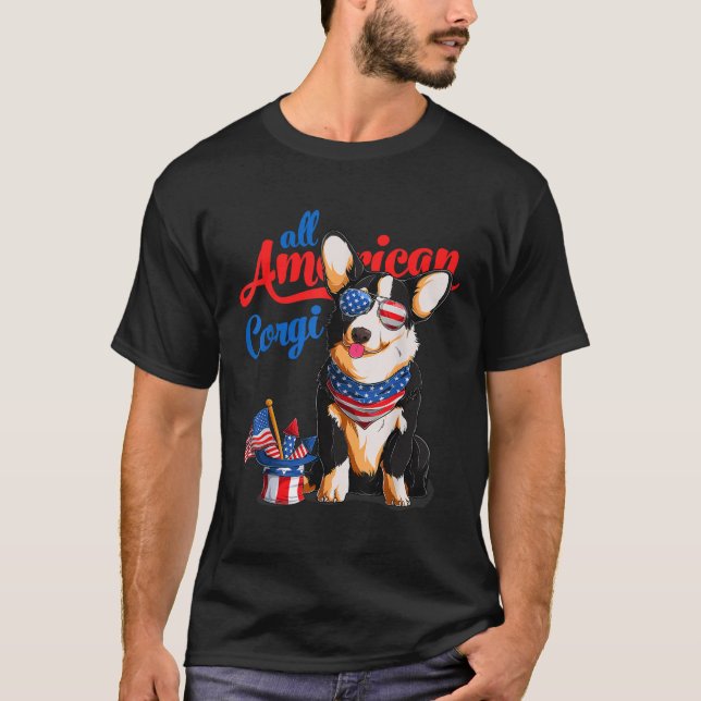 T-shirt Toutes les Lunettes de soleil American Corgi USA 4 (Devant)