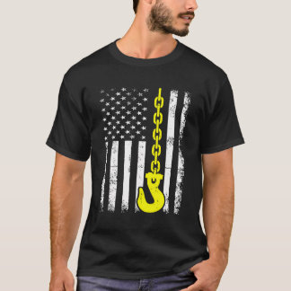 T-shirt Tow Truck Driver Us Flag Wrecker Trucker American