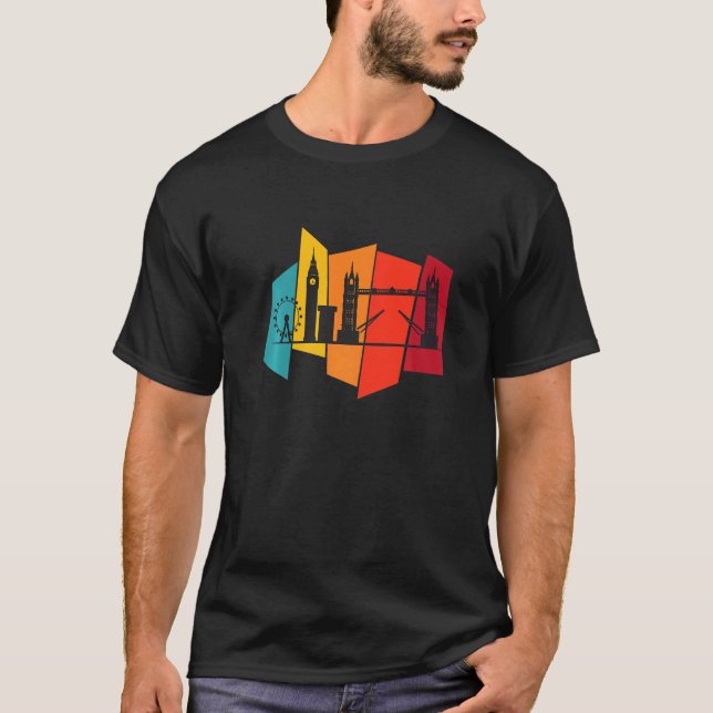 T-shirt Tower Bridge De Londres Skyline Rétro Angleterre (Devant)