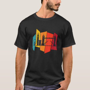T-shirt Tower Bridge De Londres Skyline Rétro Angleterre