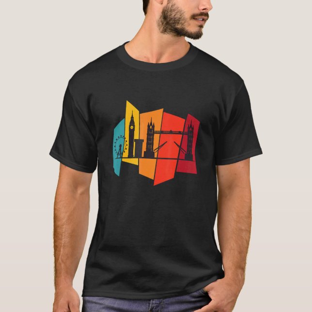 T-shirt Tower Bridge De Londres Skyline Rétro Angleterre (Devant)