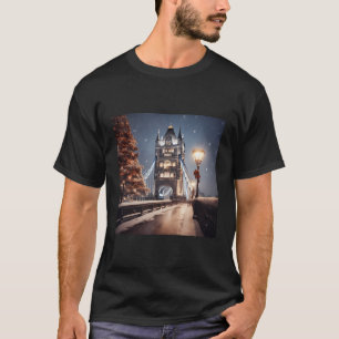 T-shirt Tower Bridge London Victorian Christmas Night Scen