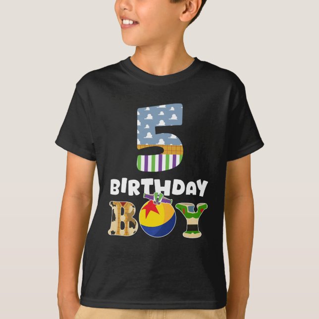 T-shirt Toy Funny 5e Anniversaire histoire garçon 5 ans B  (Devant)