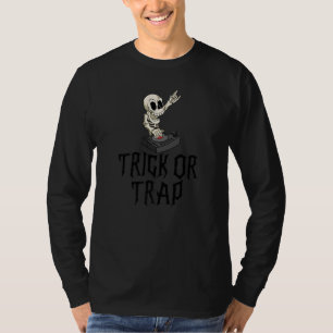 T-shirt Trac Ou Piège Musique Électronique Skeleton Dj Éff