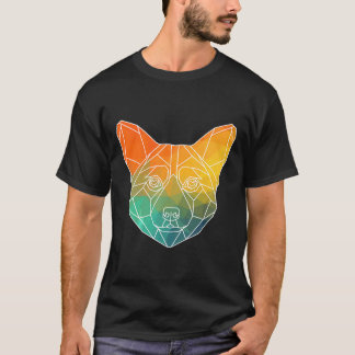 T-shirt Tracé de Corgi Polygones Silhouette Aquarelle Prem