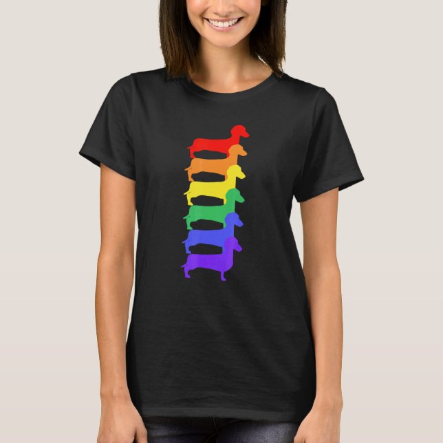 T-shirt Tracé moderne de silhouette de teckel Tolérance Pl (Devant)