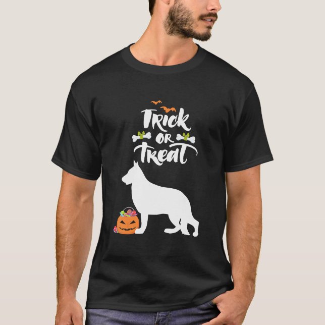 T-shirt Trace Ou Traiter Chien Berger Allemand Halloween C (Devant)