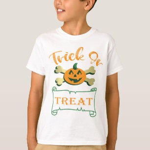 T-shirt Tracer ou traiter les os croisés citrouille Hallow