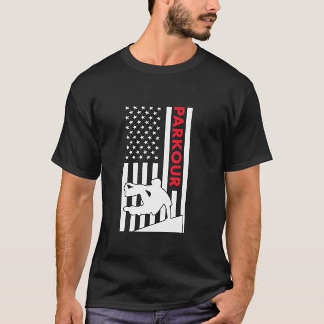 T-shirt Traceur Drapeau américain Parkour  1 (Devant)