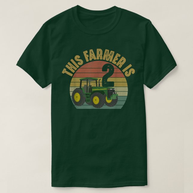 T-shirt Tracteur 2e anniversaire 2 an Vieux agricole Thème (Design devant)