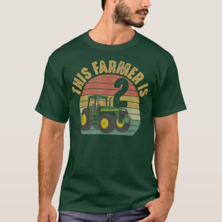 T-shirt Tracteur 2e anniversaire 2 an Vieux agricole Thème