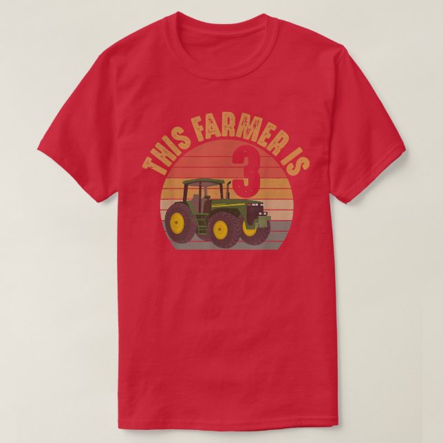 T-shirt Tracteur 3e anniversaire 3 an Vieux ferme agricole (Design devant)