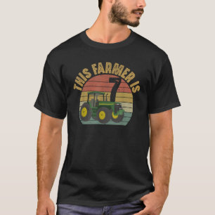 T-shirt Tracteur 7e anniversaire 7 an Vieux ferme agricole