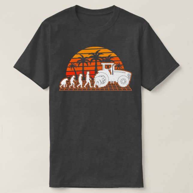 T-shirt Tracteur à coucher de soleil pour l'évolution méca (Design devant)