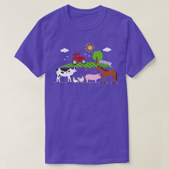 T-shirt Tracteur agricole Animaux de ferme (Design devant)