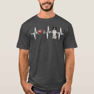 T-shirt Tracteur agricole frontière Collie Heartbeat Amour