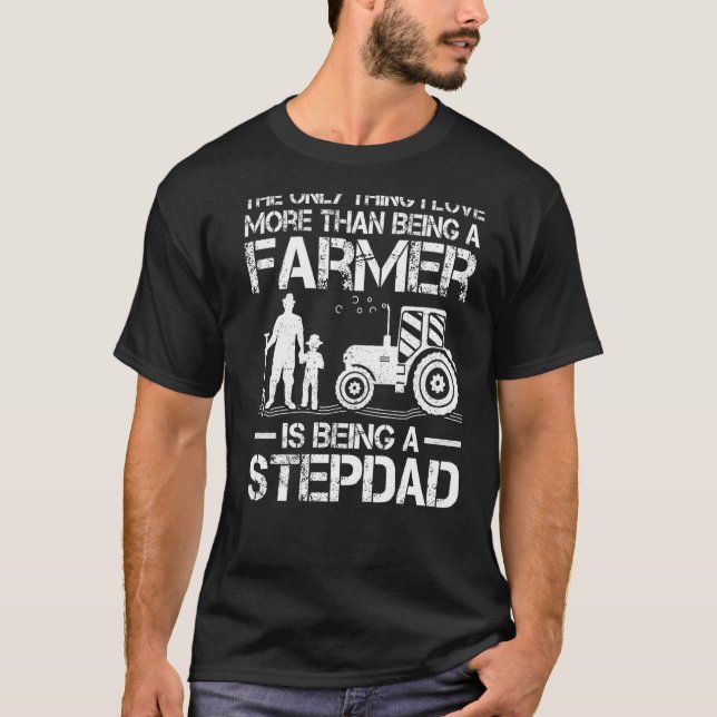 T-shirt Tracteur agricole Mens Rétro Fermier Stepdad Père (Devant)