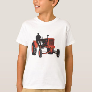 T-shirt Tracteur agricole rouge vintage rétro agriculteur