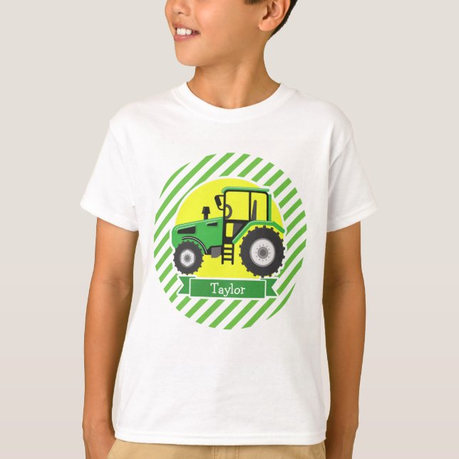 T-shirt Tracteur agricole vert avec jaune; vert et blanc (Devant)