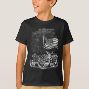 T-shirt Tracteur agricole vintage Drapeau américain Patrio