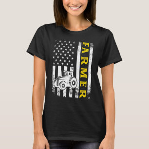 T-shirt Tracteur américain Drapeau fermier Farmer Rancher
