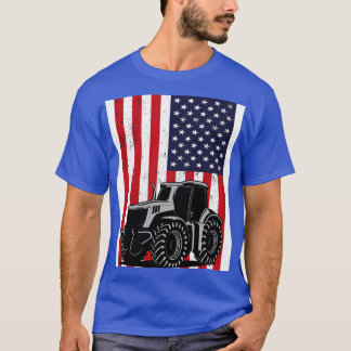 T-shirt Tracteur American Flag patriotique vintage agricul