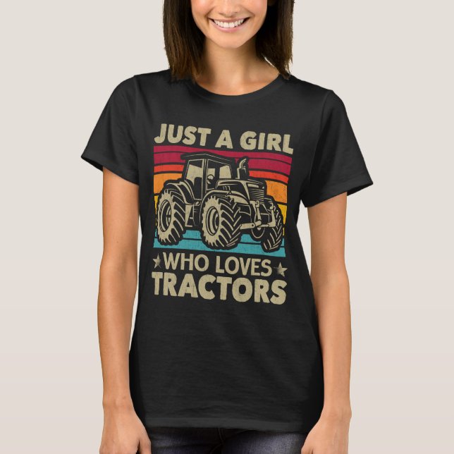 T-shirt Tracteur cool Aime Juste Une Fille Qui Aime Les Tr (Devant)