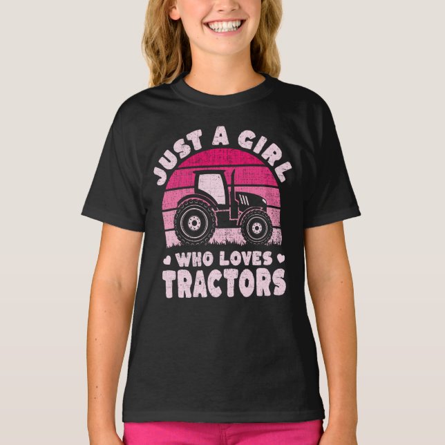 T-shirt Tracteur cool Aime Juste Une Fille Qui Aime Les Tr (Devant)