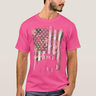 T-shirt Tracteur de ferme de camion de drapeau de camoufla