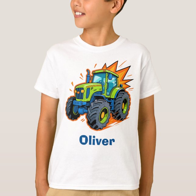 T-shirt Tracteur de ferme vert cool (Devant)