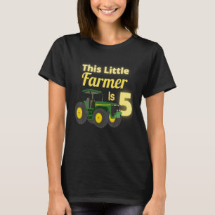 T-shirt Tracteur de ferme verte 5 ans Fête Anniversaire Fa